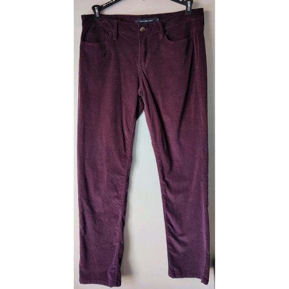 Calvin Klein Women's Stretch Straight‎ Leg Corduroy Pants Malbec 10x32 - Picture 1 of 5